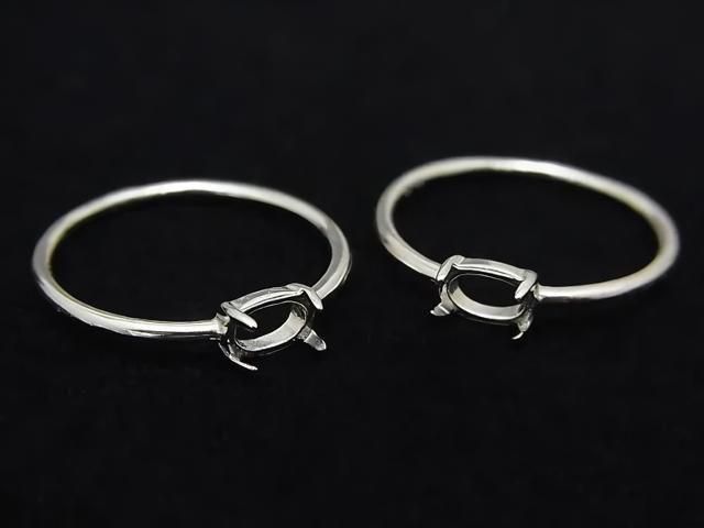 [Video] Silver925 Ring Frame (Prong Setting) Horizontal Oval 6x4mm Rhodium Plated 1pc