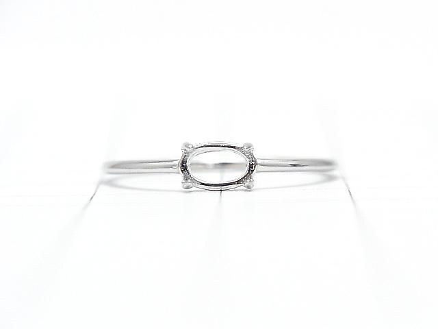 [Video] Silver925 Ring Frame (Prong Setting) Horizontal Oval 6x4mm Rhodium Plated 1pc