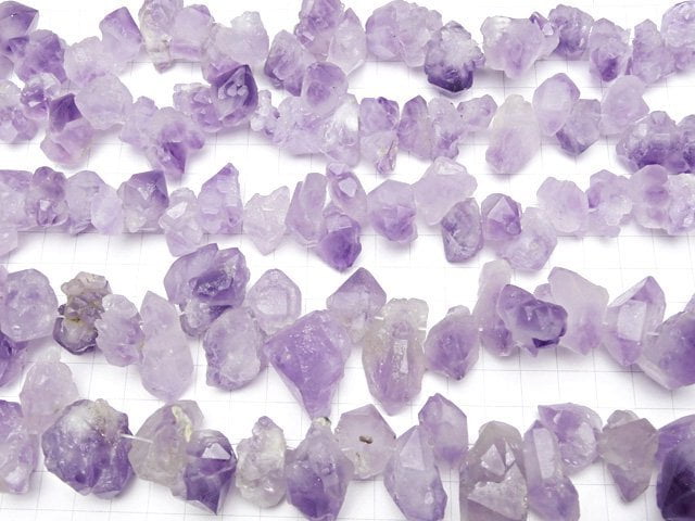 [Video] Amethyst Point Rough Rock Nugget Top Side Drilled Hole 1strand beads (aprx.14inch / 35cm)