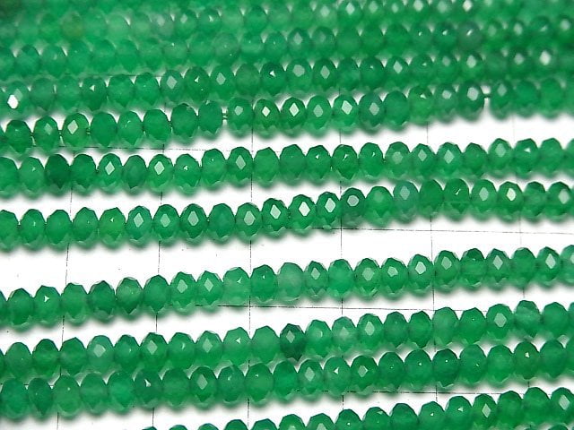 [Video]High Quality! Green Onyx AAA Faceted Button Rondelle 4x4x2.5mm 1strand beads (aprx.15inch/37cm)