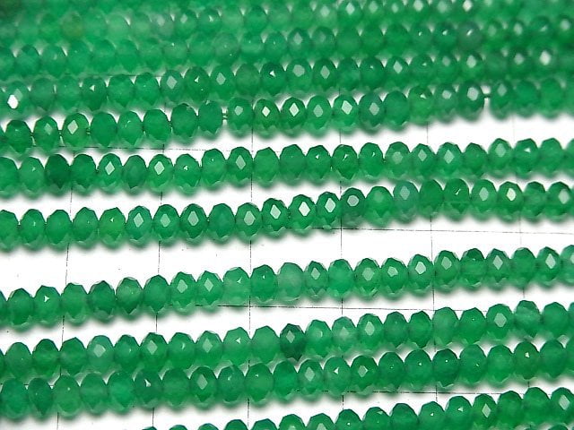 [Video]High Quality! Green Onyx AAA Faceted Button Roundel 4x4x2.5mm 1strand beads (aprx.15inch/37cm)