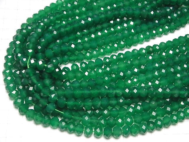 [Video] High Quality! Green Onyx AAA Faceted Button Rondelle 8x8x6mm half or 1strand beads (aprx.15inch / 37cm)
