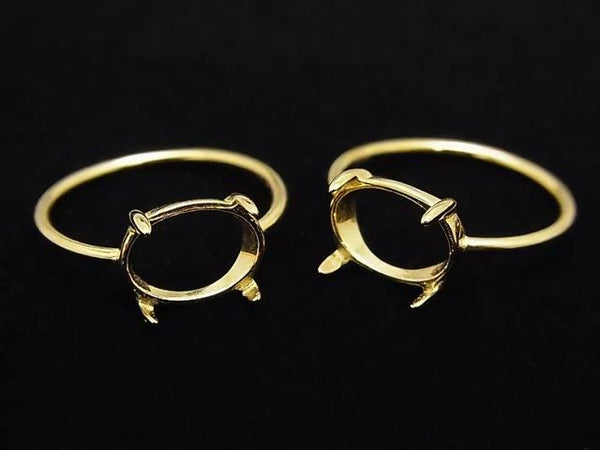 [Video]Silver925 Ring Frame (Prong Setting) Horizontal Oval 10x8mm 18KGP 1pc