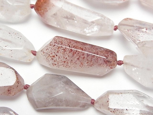 [Video]Lepidocrocite in Quartz AA+ Faceted Nugget 1strand beads (aprx.15inch/38cm)