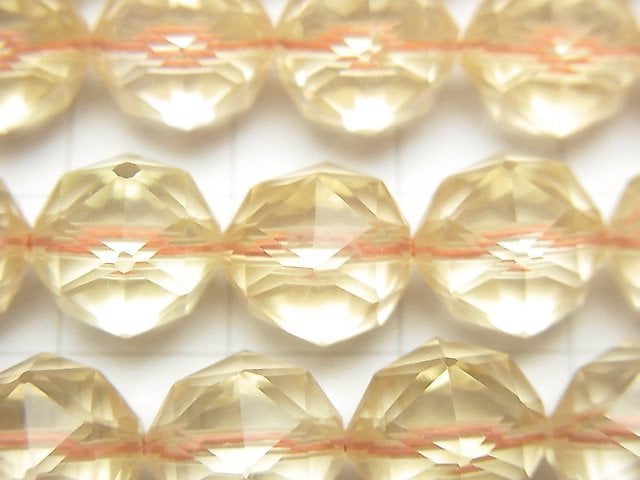 [Video] High Quality! Light Color Citrine AAA- Star Faceted Round 10mm half or 1strand beads (aprx.15inch / 37cm)