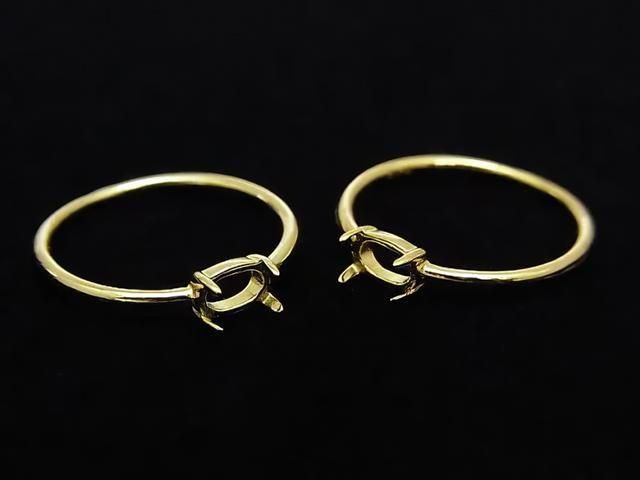 [Video] Silver925 Ring Frame (Prong Setting) Horizontal Oval 6x4mm 18KGP 1pc