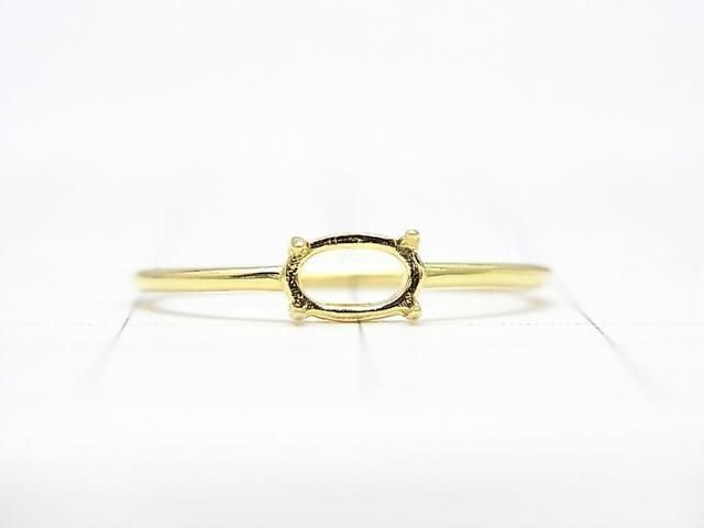 [Video] Silver925 Ring Frame (Prong Setting) Horizontal Oval 6x4mm 18KGP 1pc