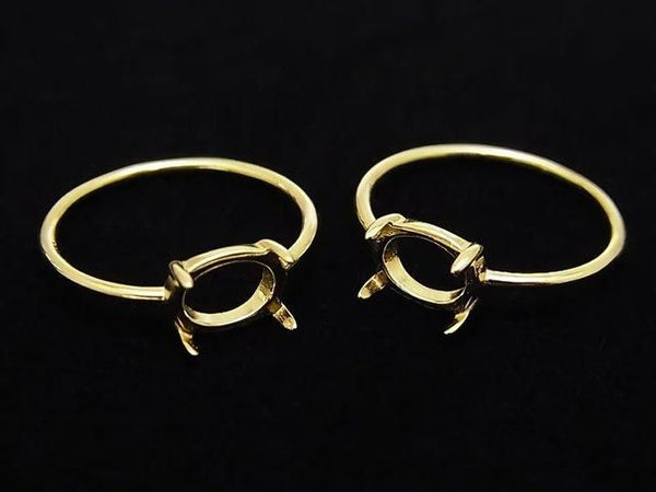 [Video]Silver925 Ring Frame (Prong Setting) Horizontal Oval 8x6mm 18KGP 1pc