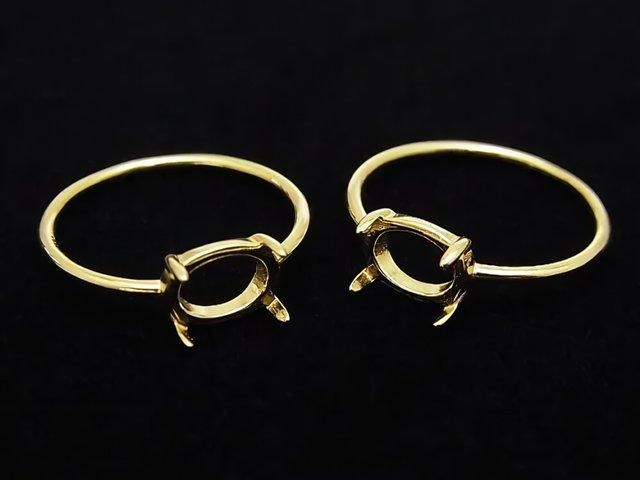 [Video]Silver925 Ring Frame (Prong Setting) Horizontal Oval 8x6mm 18KGP 1pc