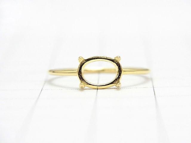[Video] Silver925 Ring Frame (Prong Setting) Horizontal Oval 8x6mm 18KGP 1pc