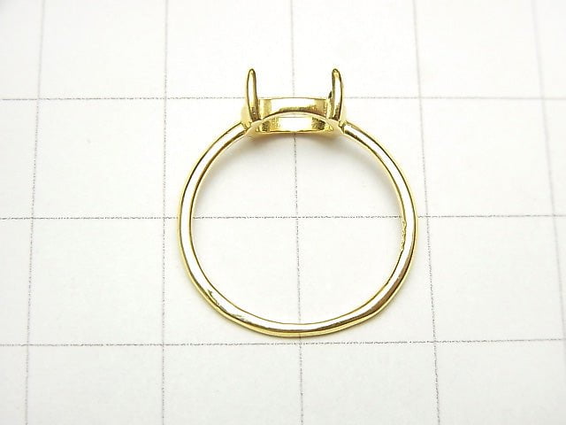 [Video]Silver925 Ring Frame (Prong Setting) Horizontal Oval 8x6mm 18KGP 1pc