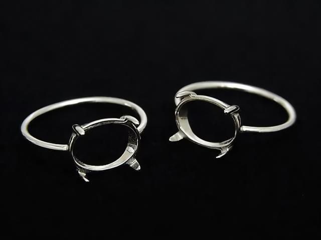 [Video] Silver925 Ring Frame (Prong Setting) Horizontal Oval 10x8mm Rhodium Plated 1pc