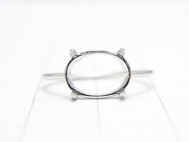[Video] Silver925 Ring Frame (Prong Setting) Horizontal Oval 10x8mm Rhodium Plated 1pc