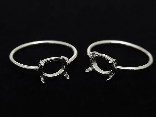[Video] Silver925 Ring Frame (Prong Setting) Horizontal Oval 8x6mm Rhodium Plated 1pc
