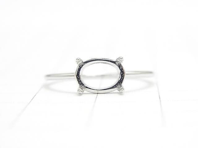 [Video] Silver925 Ring Frame (Prong Setting) Horizontal Oval 8x6mm Rhodium Plated 1pc