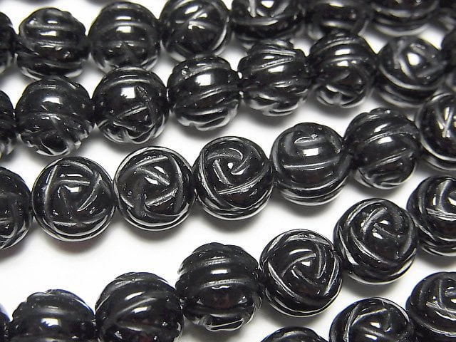 Onyx, Rose, Round Gemstone Beads