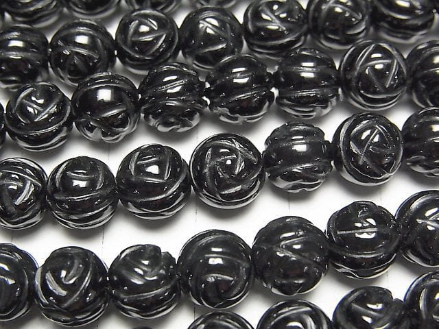 Onyx AAA Round Rose Cut 8mm half or 1strand beads (aprx.14inch/35cm)