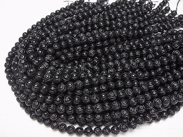 Onyx AAA Round Rose Cut 8mm half or 1strand beads (aprx.14inch/35cm)