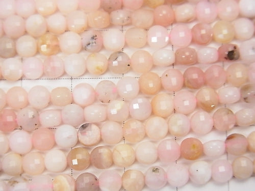 [Video] High Quality! Pink Opal AA+ Faceted Coin 4x4x3mm 1strand beads (aprx.15inch / 38cm)