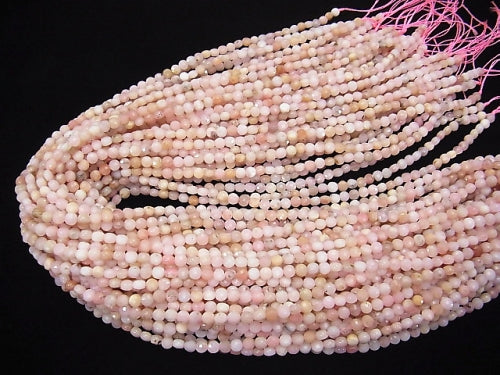 [Video] High Quality! Pink Opal AA+ Faceted Coin 4x4x3mm 1strand beads (aprx.15inch / 38cm)
