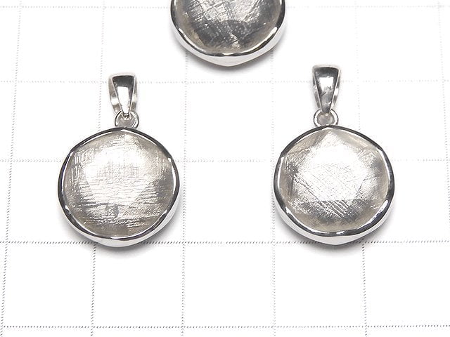 Meteorite (Muonionalusta ) Pendant  Both Side Finish 14mm Silver925