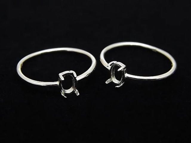 [Video] Silver925 Ring Frame (Prong Setting) Oval 6x4mm Rhodium Plated 1pc