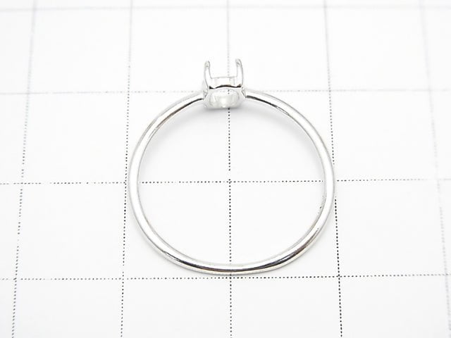 [Video]Silver925 Ring Frame (Prong Setting)Oval 6x4mm Rhodium Plated 1pc