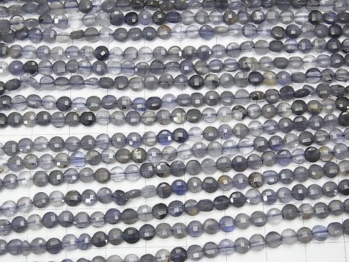 [Video] High Quality!  1strand $9.79! Iolite AA Faceted Coin 4x4x2mm 1strand beads (aprx.15inch/37cm)