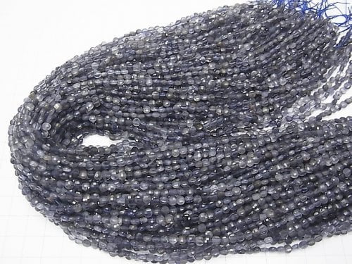 [Video] High Quality!  1strand $9.79! Iolite AA Faceted Coin 4x4x2mm 1strand beads (aprx.15inch/37cm)