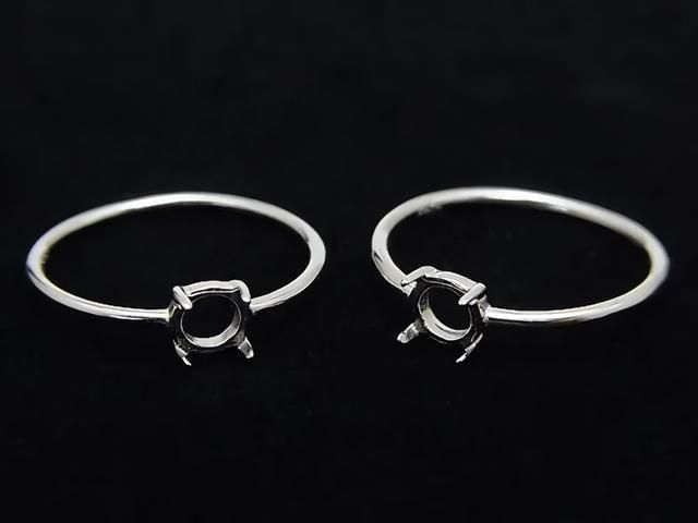 [Video] Silver925 Ring Frame (Prong Setting) Round 5mm Rhodium Plated 1pc