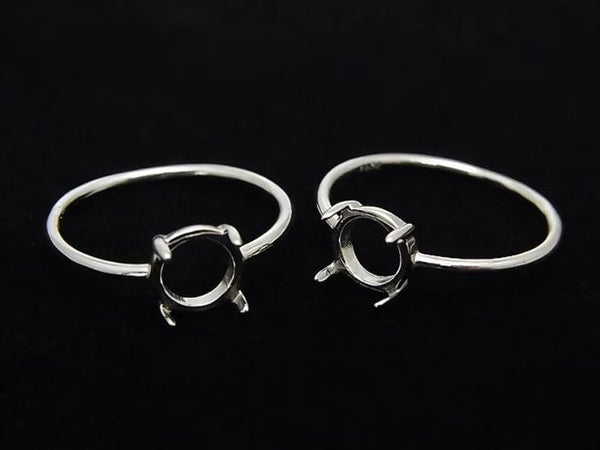 [Video]Silver925 Ring Frame (Prong Setting) Round 7mm Rhodium Plated 1pc