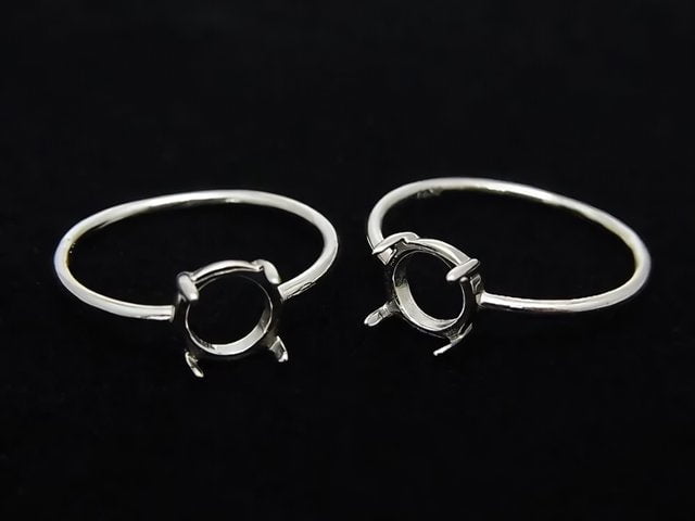 [Video]Silver925 Ring Frame (Prong Setting) Round 7mm Rhodium Plated 1pc