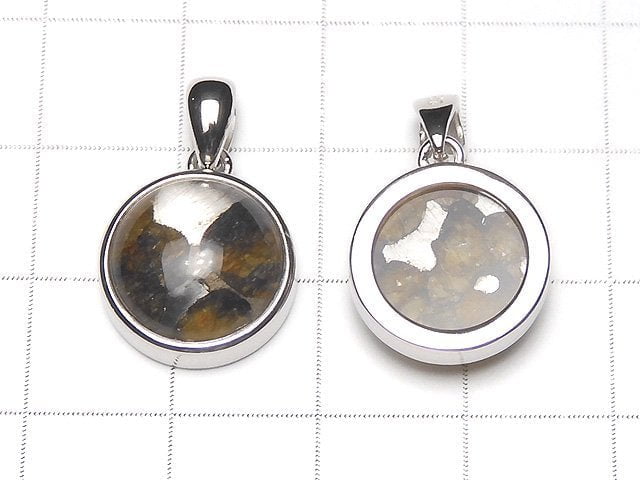 Kenya Sericho Pallasite Meteorite Coin Pendant 14mm Silver925