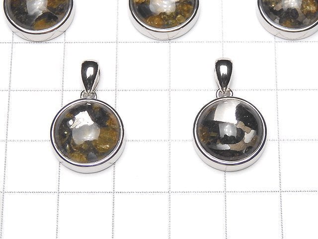 Kenya Sericho Pallasite Meteorite Coin Pendant 14mm Silver925