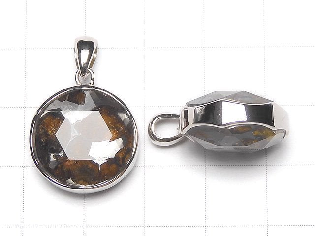 Kenya Sericho Pallasite Meteorite Pendant Both Side Finish 17mm Silver925