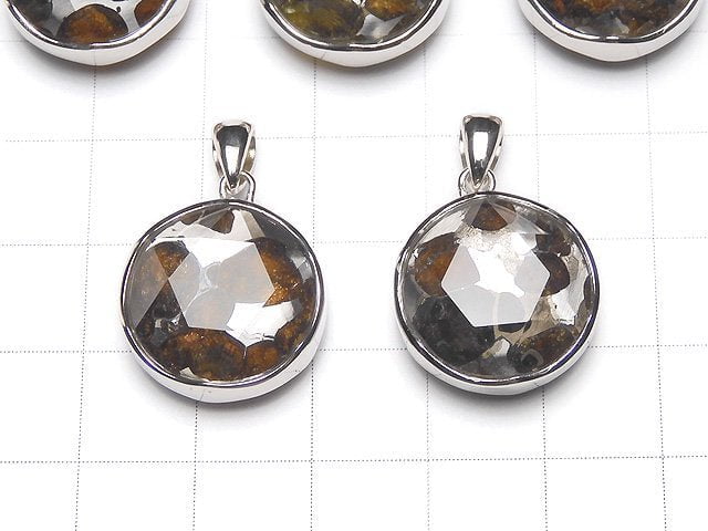 Kenya Sericho Pallasite Meteorite Pendant Both Side Finish 17mm Silver925