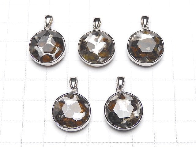 Kenya Sericho Pallasite Meteorite Pendant Both Side Finish 17mm Silver925