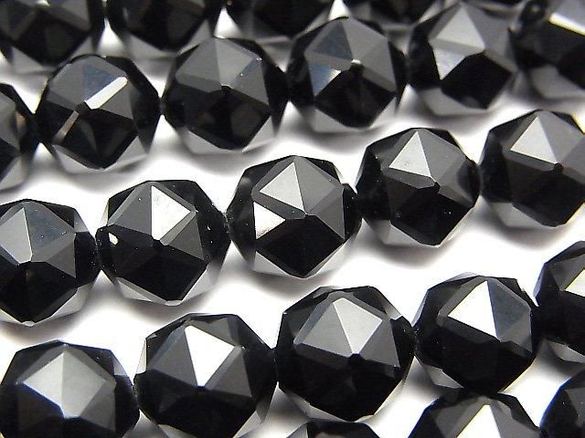 西藏黑水晶石英 AAA 刻面圓珠 10mm 1/4-1串（約15英寸/36厘米）高品質！