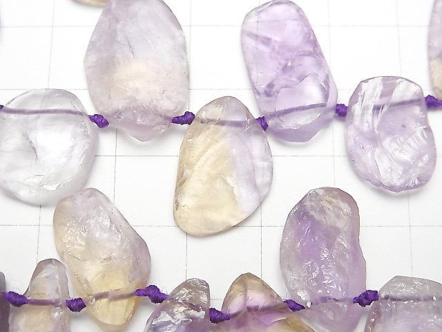 [Video]Ametrine AAA- Rough Rock Nugget Top Side Drilled Hole half or 1strand beads (aprx.15inch/38cm)