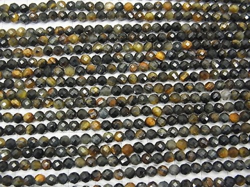 High Quality! 1strand $7.79! Mix Tiger's Eye AA ++ Faceted Round 4mm 1strand beads (aprx.15inch / 38cm)