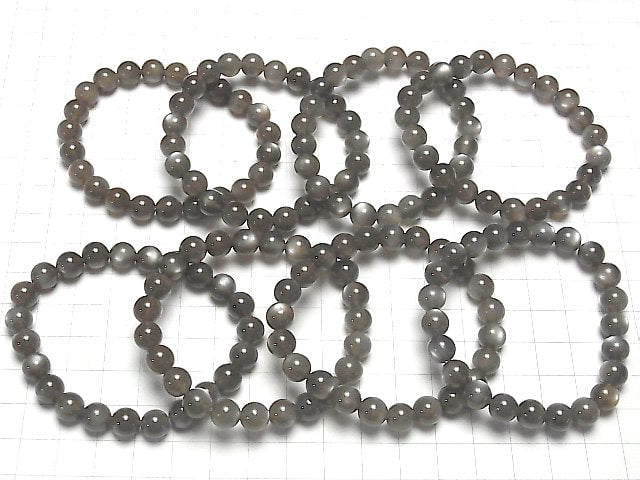 [Video] Silver Sheen Gray Moonstone AAA Round 8mm 1strand (Bracelet)