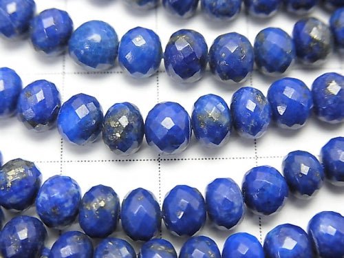 MicroCut!  High Quality Lapislazuli AAA Faceted Button Roundel  half or 1strand beads (aprx.15inch/38cm)