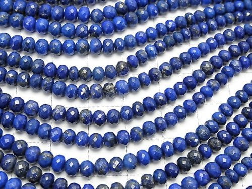 MicroCut!  High Quality Lapislazuli AAA Faceted Button Roundel  half or 1strand beads (aprx.15inch/38cm)