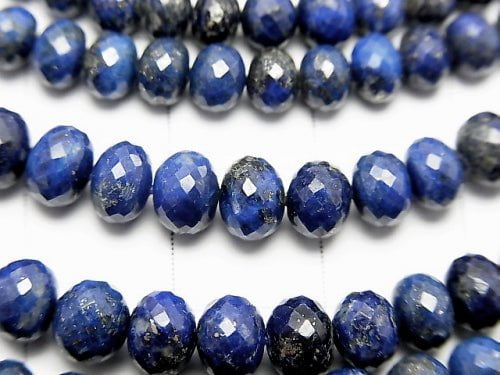 MicroCut!  High Quality Lapislazuli AAA Faceted Button Roundel  half or 1strand beads (aprx.15inch/38cm)