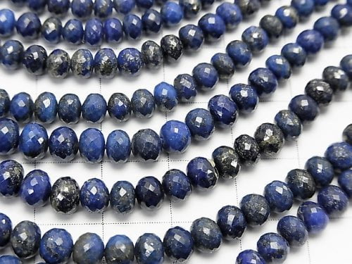 MicroCut!  High Quality Lapislazuli AAA Faceted Button Roundel  half or 1strand beads (aprx.15inch/38cm)