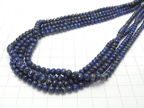 MicroCut!  High Quality Lapislazuli AAA Faceted Button Roundel  half or 1strand beads (aprx.15inch/38cm)