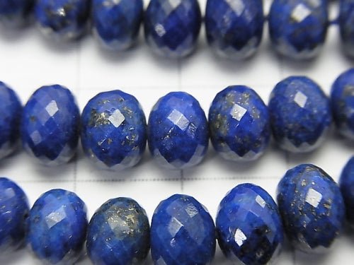 MicroCut!  High Quality Lapislazuli AAA Faceted Button Roundel  half or 1strand beads (aprx.15inch/38cm)