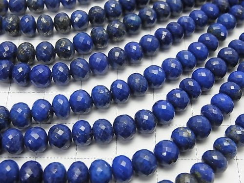 MicroCut!  High Quality Lapislazuli AAA Faceted Button Roundel  half or 1strand beads (aprx.15inch/38cm)