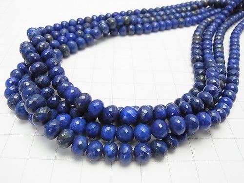 MicroCut!  High Quality Lapislazuli AAA Faceted Button Roundel  half or 1strand beads (aprx.15inch/38cm)