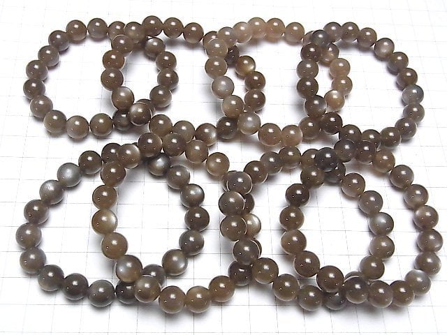 [Video] Silver Sheen Brown Moonstone AAA Round 10mm 1strand (Bracelet)